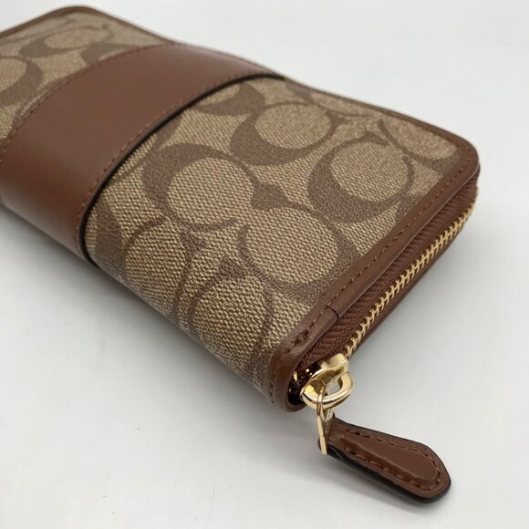 Coach Brown Coated Canvas & Leather Accordion Wallet - Picture 8 of 10